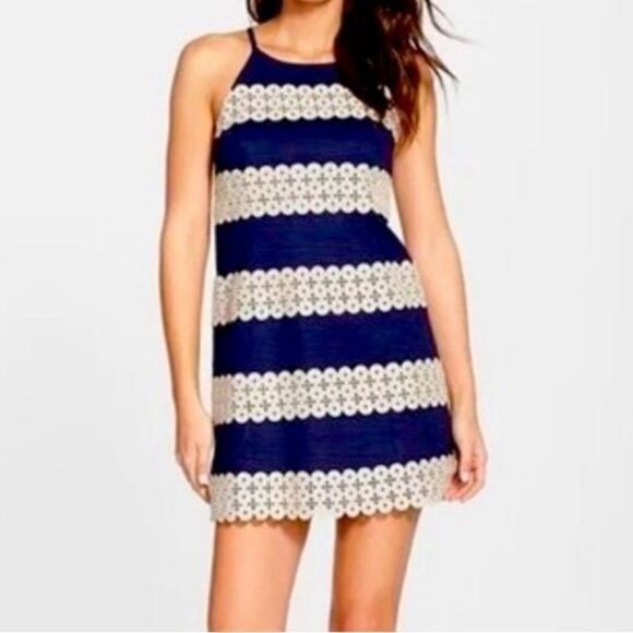 Lilly Pulitzer Annabelle Shift Dress True Navy/Gold - Picture 1 of 6